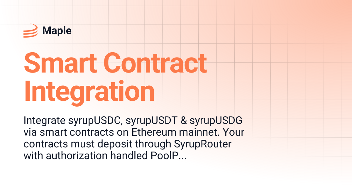 Smart Contract Integration | Maple